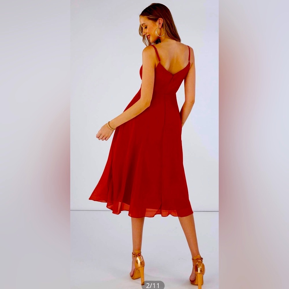 Azazie Chiffon Terracotta dress, worn once as a bridesmaid, size a6
